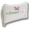 GioCandles Pochette Personalizzata con Nome e Fiore | Bustina con Farfalla o Ape | Astuccio Porta Trucco Regalo per Amica, Sorella, Testimone, Damigella, Mamma, Nonna | Tela Poliestere 100% | 23x15 cm