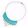 Generic collana turchese estiva boho hippy all'uncinetto con perline