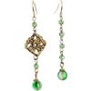 Meraki Studio Orecchini pendenti con perline di vetro, spaiati/asimmetrici mattonella granny, Gioielli pizzo all'uncinetto, dorato/verde, Made in Italy, Lavorazione Artigianale