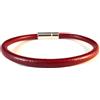LuZ ITALY Bracciale in cuoio tondo Rosso Bordeaux - 3 misure