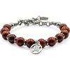 Handmade Bracciale semirigido con pietre naturali di Diaspro rosso, inserti e ciondolo in acciaio. Pietra del segno dello Scorpione.