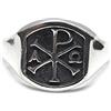 Empress Jewelry Anello da uomo in argento sterling autentico Chi Rho Alpha Omega massiccio timbrato 925 fatto a mano