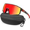 XFSRG Occhiali da Sole da Uomo Donna Ciclismo Polarizzati Protezione UV400 Bicicletta Antivento con Custodia per Ciclismo Corsa Sci(Rosso)