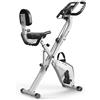 GartistGo Cyclette pieghevole silenziosa (<20dB) 3 in 1 bicicletta stazionaria con 8 resistenze magnetiche, schermo LCD multifunzionale e supporto tablet, per uso domestico, altezza regolabile 155-190cm