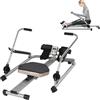 HUOMMGS Vogatore per casa, 15 - 55 kg, resistenza regolabile, vogatore idraulico, fino a 120 kg, attrezzo professionale per allenamento con braccia mobili a 360°