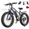 VARUN Bici Elettrica, 26''*4.0 Fat Tire Bicicletta Elettrica Uomo/Donna, 250W 48V 18Ah Mountain Bike Elettrica, Autonomia Fino a 150Km, Ebike con Cambio a 7 Velocità,Portapacchi Posteriore