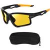 AMBEYE TR Sports - Occhiali per visione notturna con lenti polarizzate gialle, antiriflesso, per ciclismo, corsa, pesca e guida, montatura leggera TR90, design antiscivolo, per uomo/donna (nero giallo