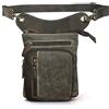 Le'aokuu Uomo Tela e Vera Pelle Messenger Impermeabile Marsupio Outdoor Spalla Goccia Gamba Coscia Borsa 211-11 (Verde)