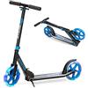 GYMAX Pieghevole Monopattino a Spinta per Bambini 10+ Anni, 3 Altezze Regolabili, PU Ruote Luminose di 20 cm, Portata di 100 kg, in Alluminio, Freno Posteriore, Cinghia da Trasporto, Rosa
