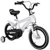 MIIWWOWO Bicicletta da 14 pollici per bambini a partire dai 3 anni, con ruote di supporto e parafanghi (bianco), altezza regolabile