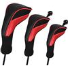 Number-one Set di 3 coperture per mazze da golf ibridi per driver Fairway Woods, set di 3 coperture per mazze da golf a collo lungo con etichette intercambiabili n. 3 4 5 6 7 X (nero)