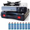 KEMPER - Fornello a gas Nomade + 8 cartucce di gas Erogatore di pressione doppio sistema di sicurezza. Potenza regolabile