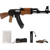Generico AK 47 softair elettrico stile legno, POTENZA 0,9 JOULE, raffica/singolo/sicura, caricatore 50 colpi, batteria Ni‑MH 7,2V + caricabatterie inclusi, 870mm 830g, 1000 pallini inclusi