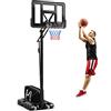GYMAX Canestro da Basket Portatile, Canestro Basket Regolabile in Altezza 143-305 cm con Tabellone in PET, Cerchio in Metallo Solido da 48 cm e 2 Ruote, per Adulti, Adolescenti
