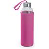 nm Borraccia 500ml Vetro con Astuccio in Neoprene Bottiglia Acqua Alta qualità Adatta Viaggi Bambini Sport Palestra Scuola Lavoro Tempo Libero Riutilizzabile Idea Regalo (Fuxia)