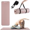 HyperMotion Tappetino Yoga NBR 183x61x1,5 cm Rosa antico, Spessore 15 mm Antiscivolo, con Cinghia per Trasporto ed Esercizi, Tappetino Fitness per Pilates e Stretching