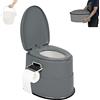 Alightup WC a secco da campeggio, per adulti, con copriwater, porta carta igienica, fondo antiscivolo, vaso da notte portatile per i viaggi, grigio