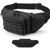 Werwing Marsupio tattico da uomo - 800D impermeabile Oxford nascosto marsupio per escursionismo, pesca e caccia | marsupio tattico regolabile con cerniere bloccabili, Nero , 25.4 x 15.2 x 20.3 cm