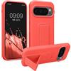 kwmobile 1x Custodia Compatibile con Google Pixel 10 / Pixel 10 PRO - Cover Supporto Dita - Back Case per Smartphone - Protezione Gommata Corallo