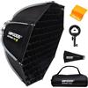 LAPGOOD FS90 Softbox 90 cm, Softbox Pieghevole a Sgancio Rapido con Griglia a Nido D'ape, Staffa Flash tipo S, Supporto Bowens, Borsa per il Trasporto, Scatola Morbida per Flash Video