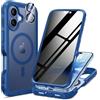 seacosmo Cover per iPhone 17 Privacy Magnetica, Compatibile con Magsafe, Antispy Schermo Integrata in Vetro Temperato, Protezione Fotocamera, Custodia Fronte Retro 360 Gradi - Traslucida Opaca, Blu