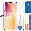 Ayake Sostituzione dello schermo per iPhone 16 Pro Max, display LCD FHD da 6,9 pollici e schermo touch digitalizzatore, True Tone programmabile, Face ID rimane (per A3296, A3084, A3295, A3297)