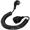 Obcxin Cavo di Prolunga a Spirale Estensibile 0,7-2 Metri, Schuko 230V/16A Cavo a Spirale con Contatto di Protezione per Casa, Ufficio, Esterno, Nero