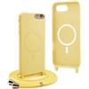 YFSYLL Magnetica Cover per iPhone SE (2022/2020) / iPhone 8/7 con Cordino,Compatibile con MagSafe,Silicone Case con Regolabile Cordino da Collo Nylon Catena Collana Tracolla - Giallo