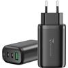 TECHMADE Caricatore rapido - Alimentatore GaN|2 porta USB-C e 1 porta USB-A| Presa a 3 porte (2 USB-C e 1 porta USB-A),Compatibile con iPhone, Samsung, Huawei, Xiaomi, Android, Tablet