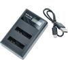 vhbw caricatore Micro-USB + USB-C duale compatibile con Canon IXUS 300HS, 210, 105 IS, 105 camera + cavo Micro-USB + LED + Display