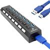 Generico Hub USB 3.0 con 7 Porte e Interruttori Singoli, Splitter USB con Indicatori LED, Hub USB Multiplo per PC Laptop e Mac, Gestione Porte USB con Accensione ON/OFF Indipendente