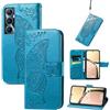 JIUNINE Cover per Realme C65, Custodia Interno TPU Antiurto Portafoglio con Disegni di Farfalla [Carta Fessura] [Supporto Stand] Cover Libro in PU Pelle per Realme C65, Blu
