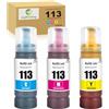 JoyPrinting 113 Pigment Ink Bottle Ricambio per Epson 113 Compatibile con Epson EcoTank ET-5150 ET-5170 ET-5800 ET-5185 ET-5805 ET-5850 ET-5855 ET-5880 ET-16150 ET-16655 ET-16655 6600. (C/M/Y, 3 pezzi