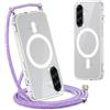 Yoedge Magnetica Trasparente Cover per Samsung Galaxy A26 con Cordino,[Compatibile con MagSafe] Custodia con Collana Sottile Morbida Silicone TPU Antiurto Bumper Protettivo Case con Magneti,Arcobaleno