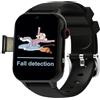 VCYEX Orologio Salvavita Per Anziani, Con Rilevamento Delle Cadute, Videochiamata HD E GPS SOS, Per Alzheimer, Smartwatch Da Polso Per AnzianiBlack,1.96 * 1.57 inch
