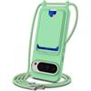 FERLAN Cover per Google Pixel 9A con Cordino per Cellulare, Slot per schede Custodia Silicone con Regolabile Collana Case Protezione della fotocamera Antiurto con Necklace, Verde