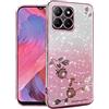 Generico Per Cover Honor 70 Lite 5G Trasparente Glitter Antiurto con Brillantini per Bambina Cute e Donna Custodia Honor 70 Lite Cover Silicone Morbido Slim Resistente Fiori Belle Elegante Case (Rosa)