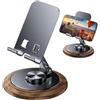 Generic Porta cellulare da tavolo - Porta cellulare, porta cellulare regolabile in metallo con base in legno | da scrivania, supporto da scrivania portatile per Smar