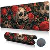 Hixingo Tappetino Mouse, Tappetino Mouse XXL/XL/L, 3D Stampa Teschio Tappetino Mouse Gaming con Base in Antiscivolo e Bordi Cuciti, Mouse Pad per Casa Ufficio (800x300x3mm,Viti)