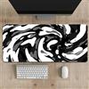 Treer Tappetino Mouse, Tappetino Mouse XXL/XL/L, Tappetino Mouse Gaming con Base Gomma Antiscivolo e Bordi Cuciti, Mouse Pad Stile Fluido Astratto, per Ufficio e Casa (700x300mm,nero bianco)