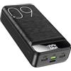 Bogseth Power Bank 60000 mAh 22,5 W Ricarica Rapida Caricatore USB-C Ricarica Rapida con 4 uscite e 3 ingressi, Display LED Enorme capacità Batteria esterna per la maggior parte dei dispositivi elettronici