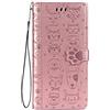 Fertuo Cover per iPhone 13, Custodia Portafoglio a Libro in Pelle Flip Cover con Porta Carte, Chiusura Magnetica [Disegni di Gatto Cane] Case Antiurto per Apple iPhone 13, Oro Rosa
