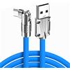 YSJJZRL Cavo USB tipo C 120W 6A LED Rotazione di 180° Cavo USB tipo C a ricarica rapida per Samsung Galaxy S23 S22 S9 Note 9 ecc. (1,8 M,Blu)