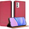 Mo-Beauty Cover per Samsung Galaxy M52 5G, Premium Pelle PU Flip Libro Custodia con [Slot Schede] [Supporto Stand] [Magnetica Chiusura] Cover per Samsung M52 5G - Rosso