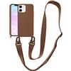 VooDirop Compatibile con iPhone 15 Custodia con cordino Crossbody iPhone Custodia con cinturino regolabile antiurto protezione in silicone per iPhone 15 6.1'' Marrone
