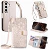 FERLAN Cover per Samsung Galaxy A34 5G, Fiori Custodia a Libro Portafoglio Antiurto in Pelle PU Flip Case Interna Silicone con Porta Carte, Supporto, Chiusura Magnetica e Cinturino, Bianco