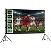 HOMCOM Telo Proiettore da 100 Pollici 4K/8K HD Formato 16:9 con 2 Treppiedi Pieghevoli, Schermo per Proiettore Portatile Doppia Facciata, Grandangolo di 160 Gradi, per Casa Home Cinema Esterno,Bianco