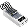 WildOath Power Bank portatile a energia solare con cavi integrati, nero, bianco, display a LED, ricarica solare, design compatto da viaggio (bianco, milliampere, 50000.0)