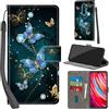 PHINIENLAND Cover per Xiaomi Redmi Note 8 Pro Case PU Pelle Custodia [Kickstand] [Chiusura magnetica] [Slot per Schede], Portafoglio Flip Custodia per Redmi Note 8 Pro,Farfalla