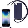 MBSLFY Cover Cordino per iPhone 6/6S/iPhone 7/8/SE 2020/SE 2022 Custodia con tracolla,Regolabile Cellulare Girocollo Case con Collana TPU Corda Silicone,Blu navy